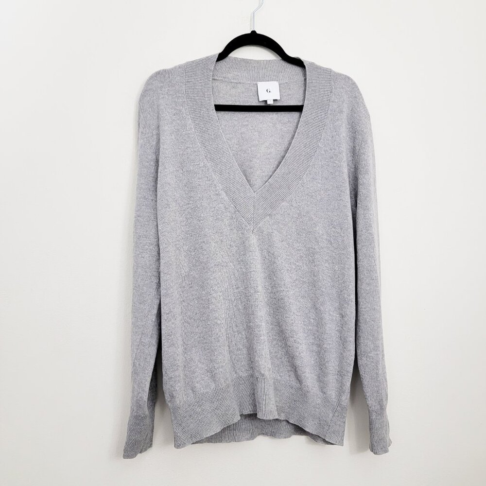 Gwyn Goop G. Label V Neck Merino Wool Sweater Grey Small